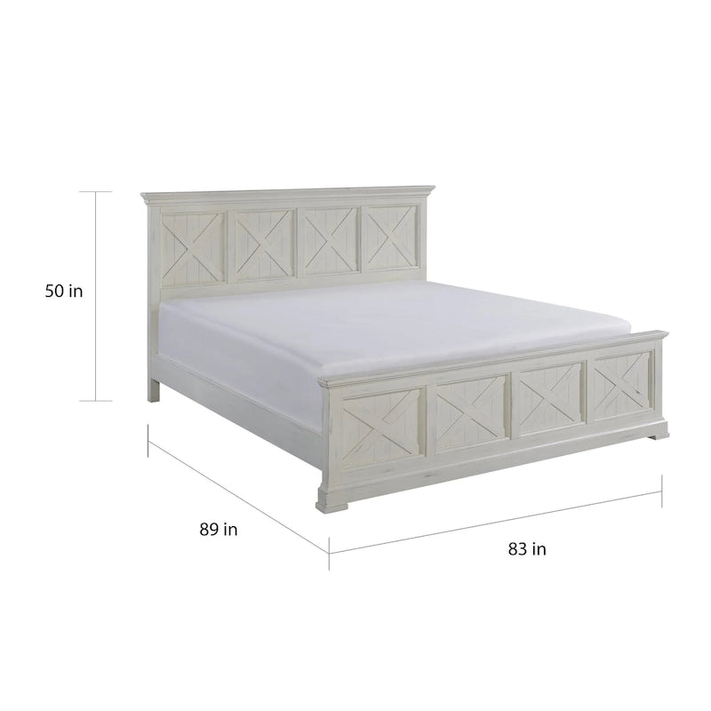 Ensemble lit king size 3 pièces The Gray Barn Riverbone X-detail, table de chevet et commode