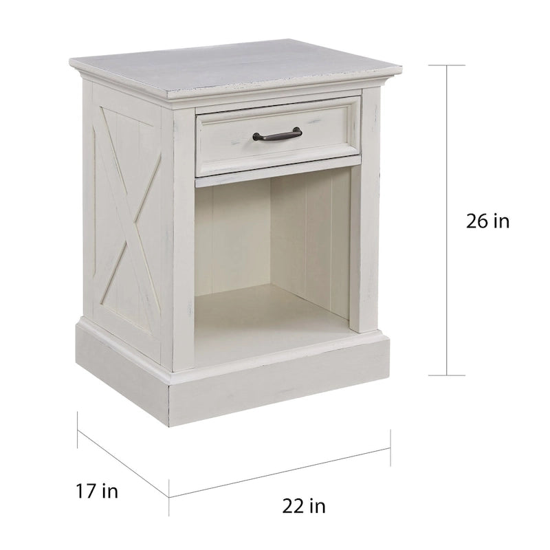 Ensemble lit king size 3 pièces The Gray Barn Riverbone X-detail, table de chevet et commode