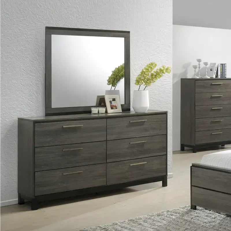 Ensemble de chambre à coucher 5 pièces Roundhill Furniture Ioana en bois gris antique, format king size