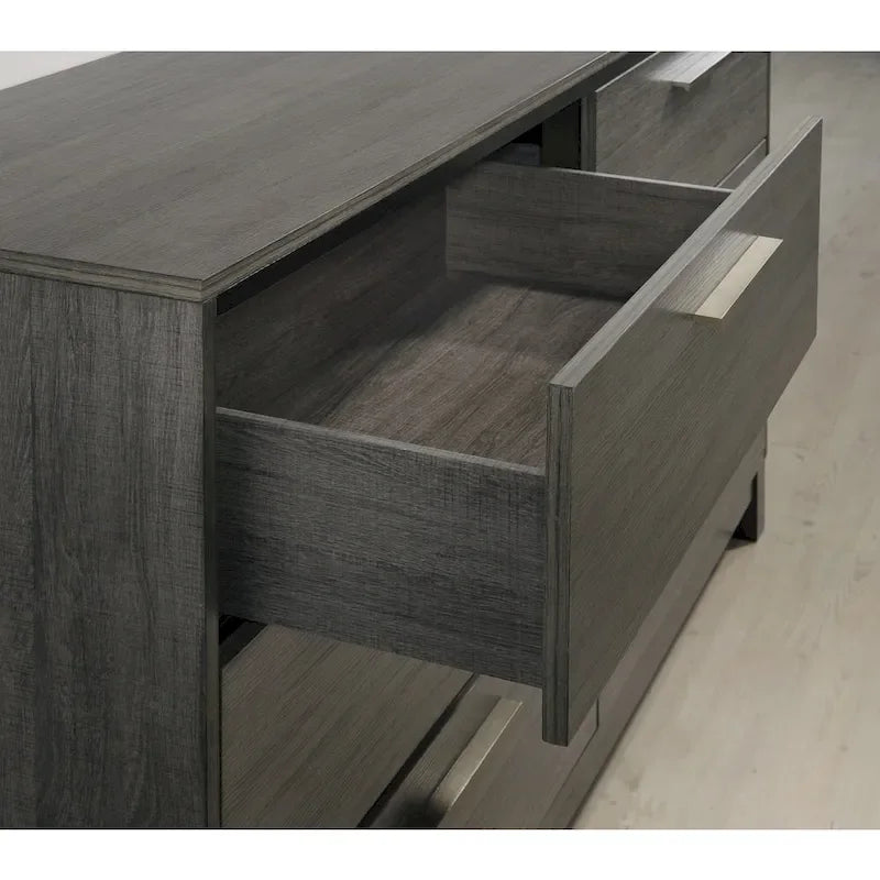 Ensemble de chambre à coucher 5 pièces Roundhill Furniture Ioana en bois gris antique, format king size