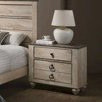 Ensemble de chambre à coucher 5 pièces Roundhill Furniture Imerland, finition blanche délavée, style contemporain, taille King