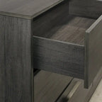 Ensemble de chambre à coucher 3 pièces en bois Roundhill Furniture Ioana, finition gris antique, comprenant un lit à panneaux et deux tables de chevet.
