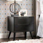 Ensemble de chambre à coucher 3 pièces Fopp en bois noir, style moderne du milieu du siècle, par Furniture of America