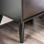 Ensemble de chambre à coucher 3 pièces Fopp en bois noir, style moderne du milieu du siècle, par Furniture of America