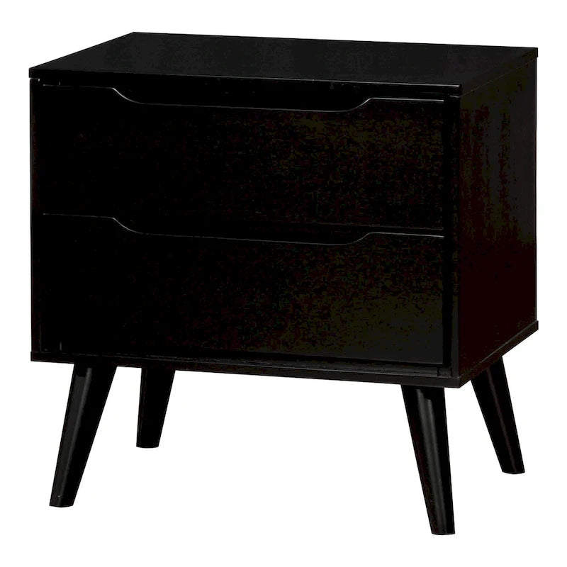 Ensemble de chambre à coucher 3 pièces Fopp en bois noir, style moderne du milieu du siècle, par Furniture of America