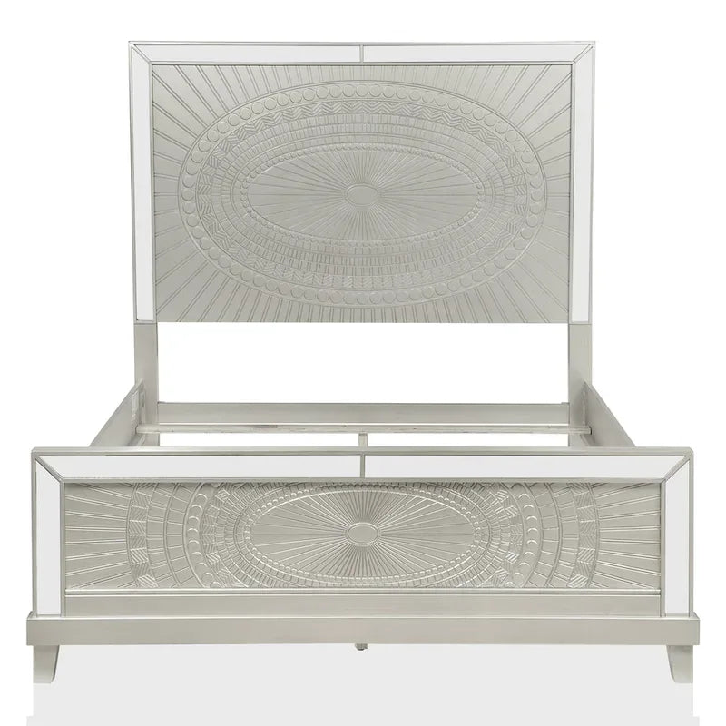 Ensemble lit et tables de chevet 3 pièces Luela Glam Champagne Wood avec port USB par Furniture of America