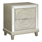 Ensemble lit et tables de chevet 3 pièces Luela Glam Champagne Wood avec port USB par Furniture of America