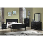 Ensemble de chambre à coucher Lillie 6 pièces en bois noir avec traîneau