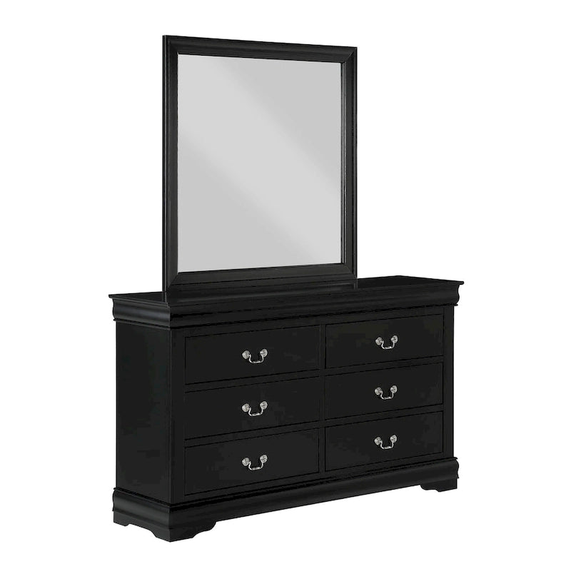 Ensemble de chambre à coucher Lillie 6 pièces en bois noir avec traîneau