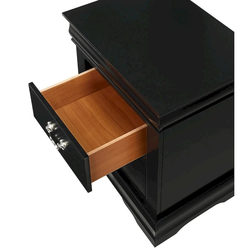 Ensemble de chambre à coucher Lillie 6 pièces en bois noir avec traîneau