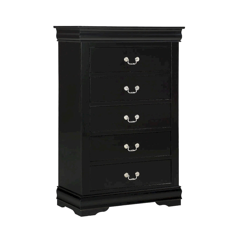Ensemble de chambre à coucher Lillie 6 pièces en bois noir avec traîneau