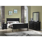 Ensemble de chambre à coucher Lillie 6 pièces en bois noir avec traîneau