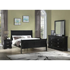 Ensemble de chambre à coucher Lillie 6 pièces en bois noir avec traîneau