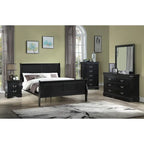 Ensemble de chambre à coucher Lillie 6 pièces en bois noir avec traîneau