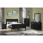 Ensemble de chambre à coucher Lillie 6 pièces en bois noir avec traîneau