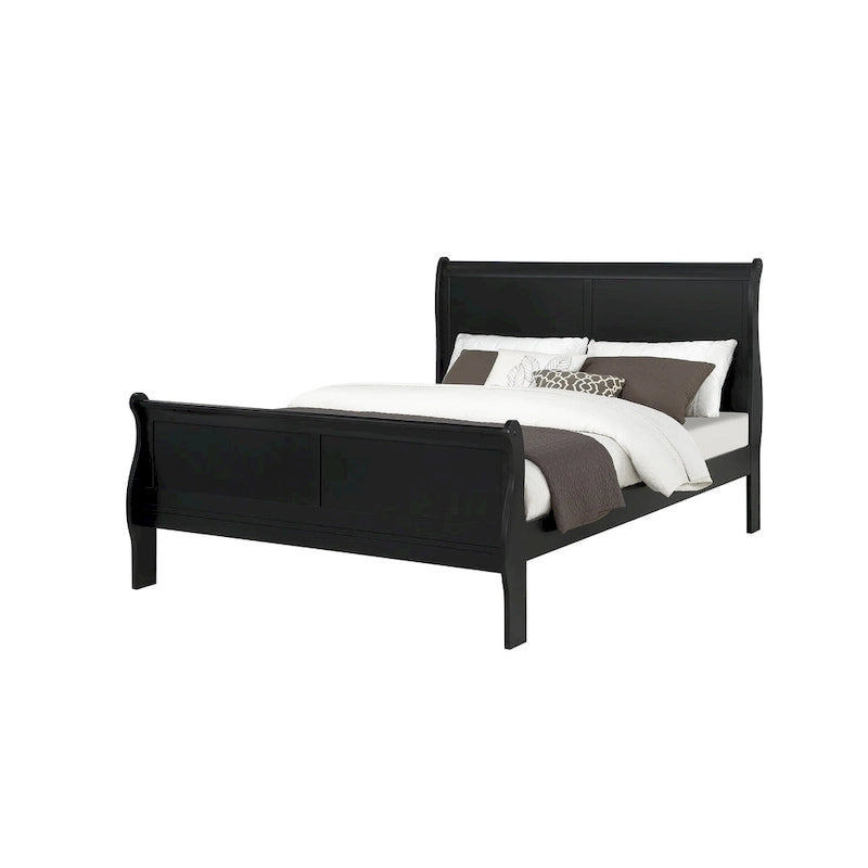 Ensemble de chambre à coucher Lillie 6 pièces en bois noir avec traîneau
