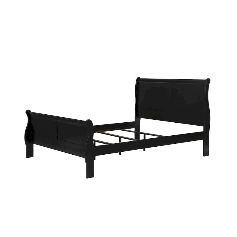 Ensemble de chambre à coucher Lillie 6 pièces en bois noir avec traîneau