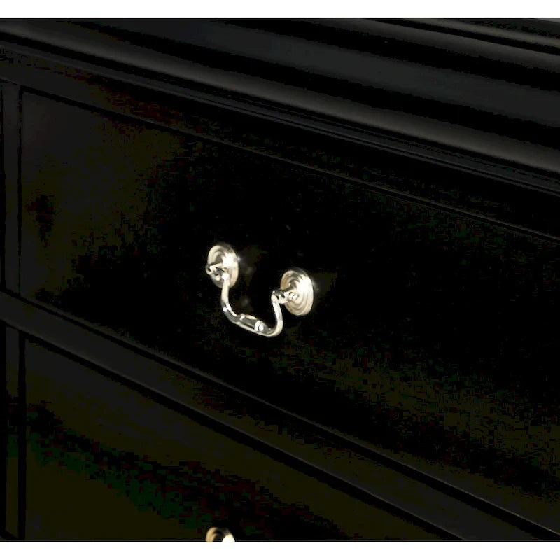 Ensemble de chambre à coucher Lillie 6 pièces en bois noir avec traîneau