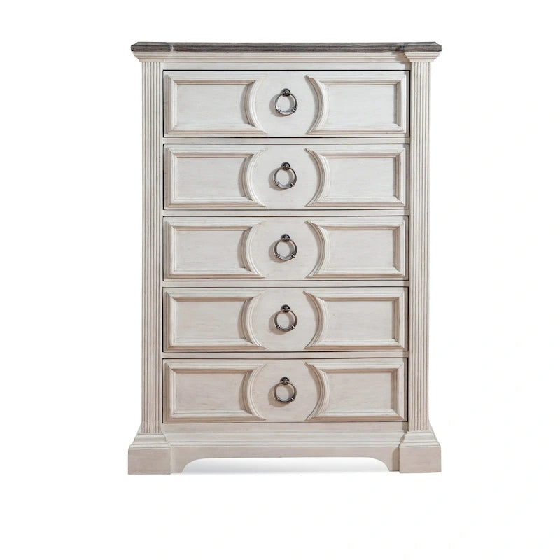 Ensemble de chambre à coucher Bristow blanc antique 6 pièces pour lit king size