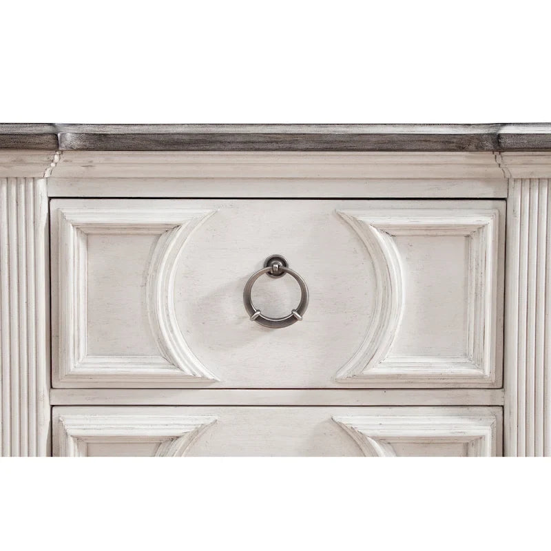 Ensemble de chambre à coucher Bristow blanc antique 6 pièces pour lit king size