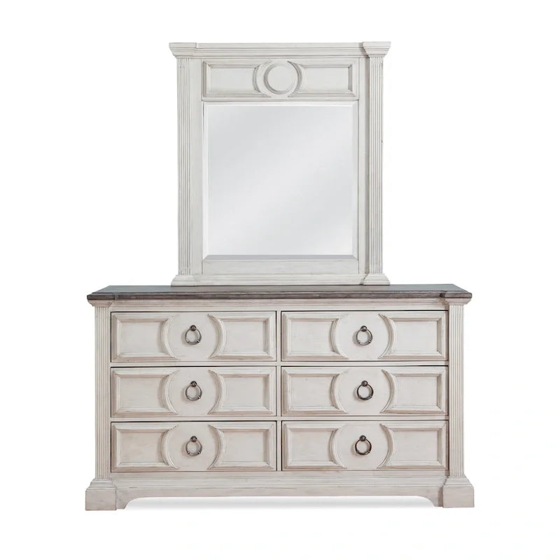 Ensemble de chambre à coucher Bristow blanc antique 6 pièces pour lit king size