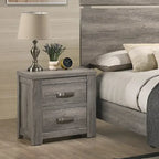 Ensemble de chambre à coucher 3 pièces Roundhill Furniture Floren, style contemporain, en bois gris vieilli, comprenant un lit à panneaux et 2 tables de chevet.
