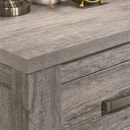 Ensemble de chambre à coucher 3 pièces Roundhill Furniture Floren, style contemporain, en bois gris vieilli, comprenant un lit à panneaux et 2 tables de chevet.