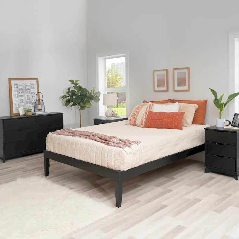 Ensemble de chambre à coucher Purcell 4 pièces avec commode à 6 tiroirs et 2 tables de chevet