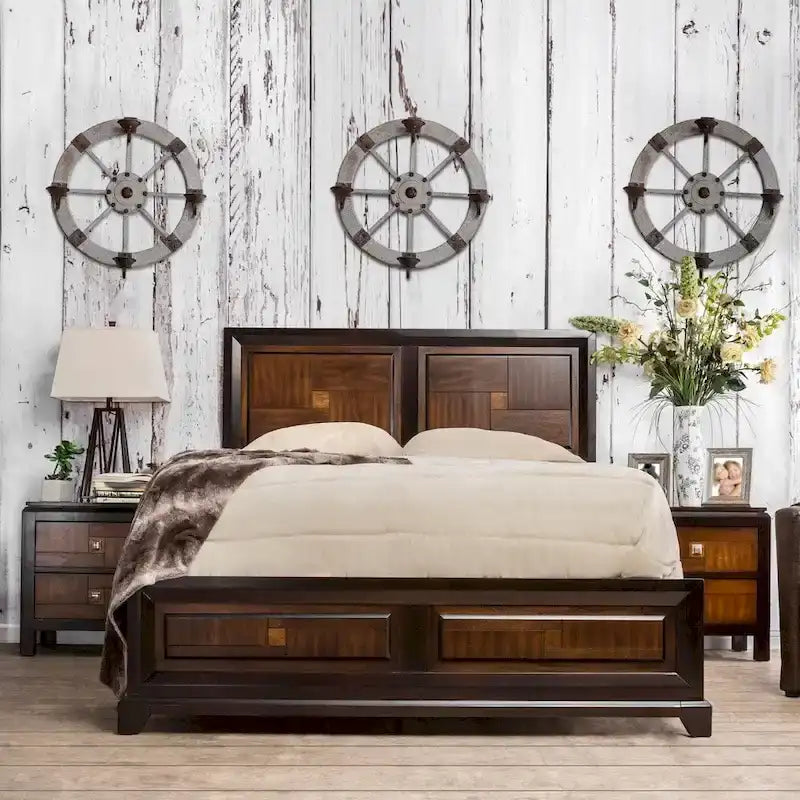 Ensemble de chambre à coucher contemporain 4 pièces en noyer Figh de Furniture of America