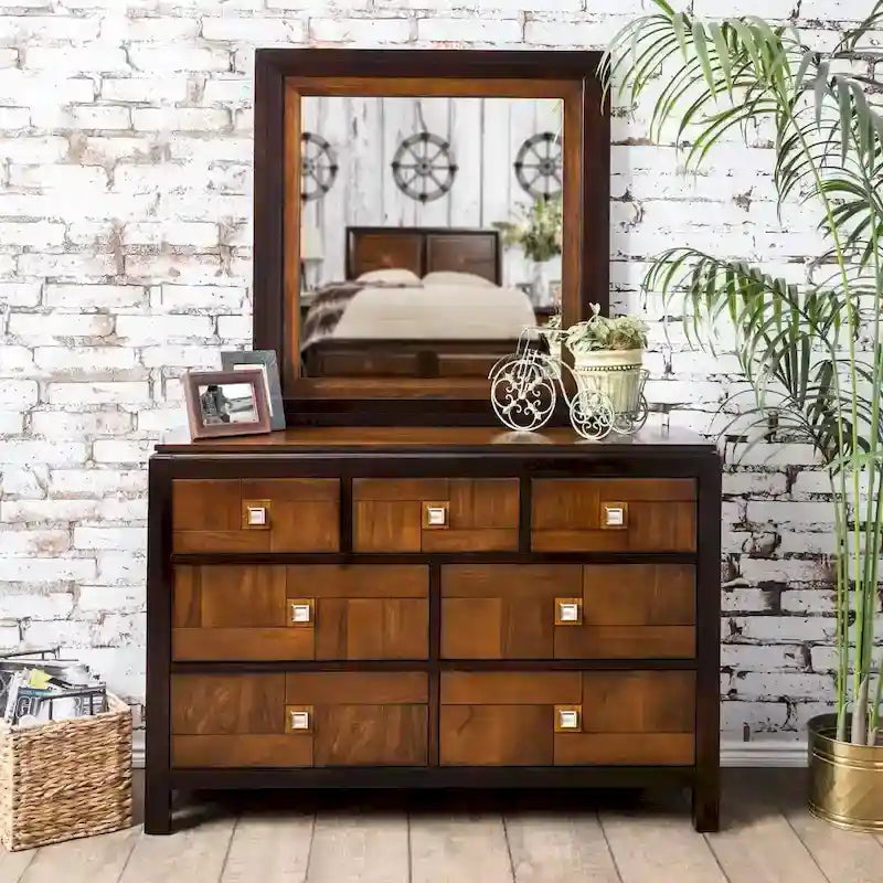 Ensemble de chambre à coucher contemporain 4 pièces en noyer Figh de Furniture of America