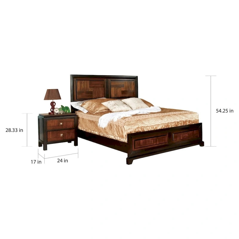Ensemble de chambre à coucher contemporain 4 pièces en noyer Figh de Furniture of America