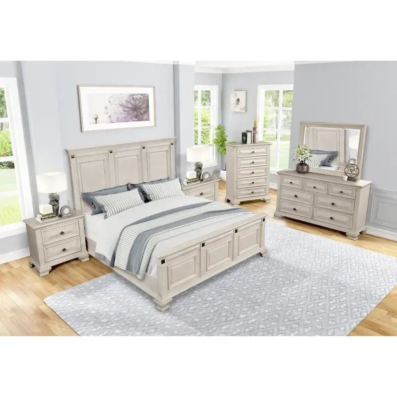 Ensemble de chambre à coucher Roundhill Furniture Renova en bois parchemin vieilli