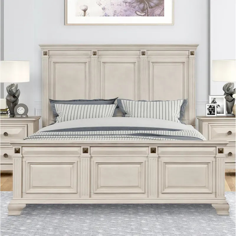 Ensemble de chambre à coucher Roundhill Furniture Renova en bois parchemin vieilli
