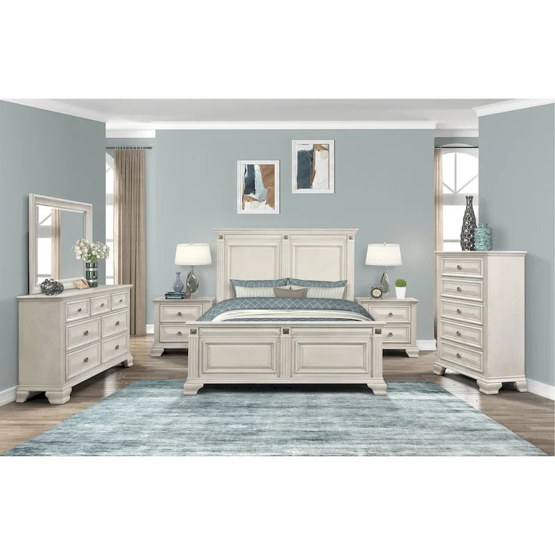Ensemble de chambre à coucher Roundhill Furniture Renova en bois parchemin vieilli