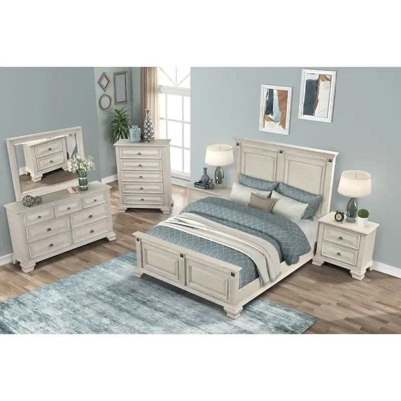 Ensemble de chambre à coucher Roundhill Furniture Renova en bois parchemin vieilli