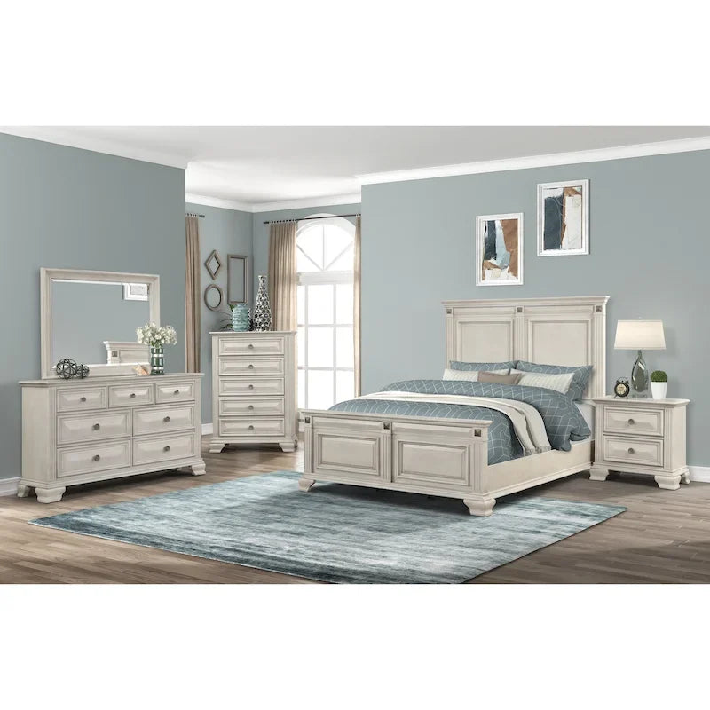 Ensemble de chambre à coucher Roundhill Furniture Renova en bois parchemin vieilli