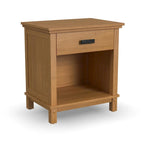 Lit Queen en bois brun Oak Park, table de chevet et commode