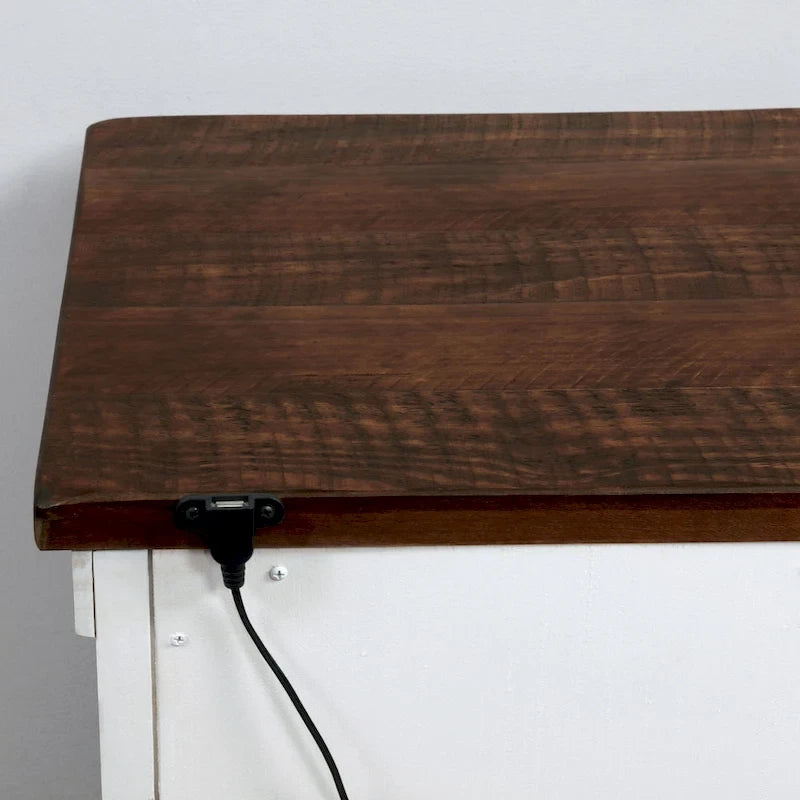 Ensemble de chambre à coucher Ynez Farmhouse en pin blanc, 4 pièces, avec port USB, par Furniture of America