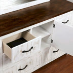 Ensemble de chambre à coucher Ynez Farmhouse en pin blanc, 4 pièces, avec port USB, par Furniture of America