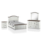Ensemble de chambre à coucher Ynez Farmhouse en pin blanc, 4 pièces, avec port USB, par Furniture of America
