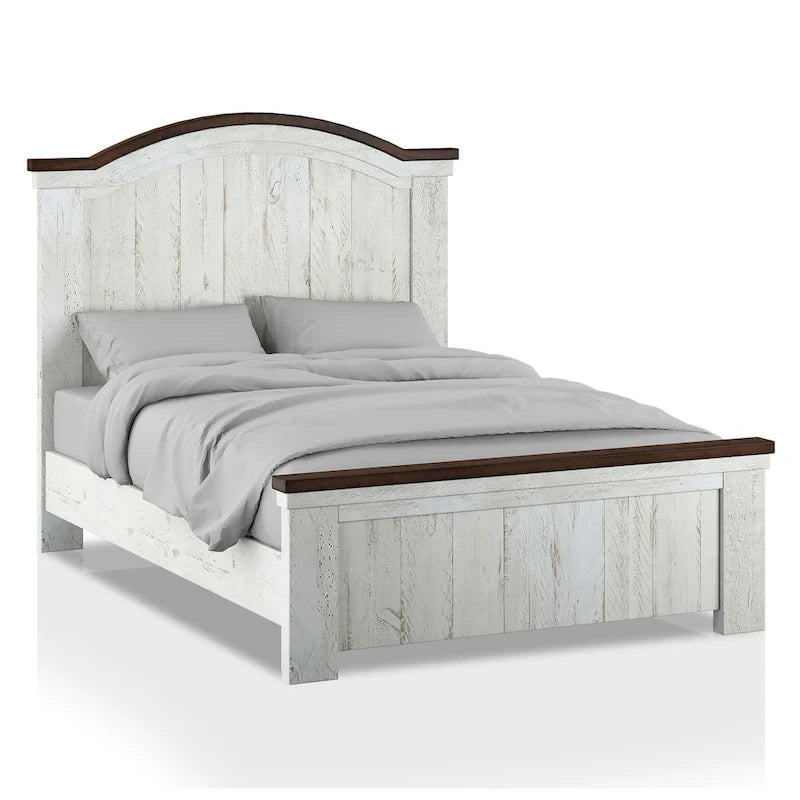 Ensemble de chambre à coucher Ynez Farmhouse en pin blanc, 4 pièces, avec port USB, par Furniture of America