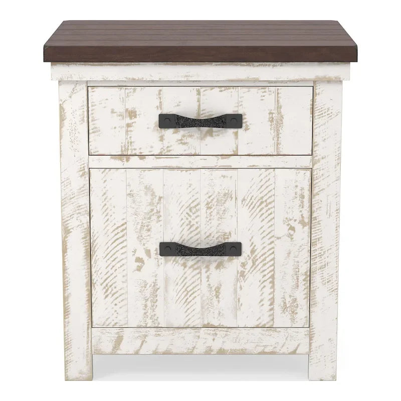 Ensemble de chambre à coucher Ynez Farmhouse en pin blanc, 4 pièces, avec port USB, par Furniture of America