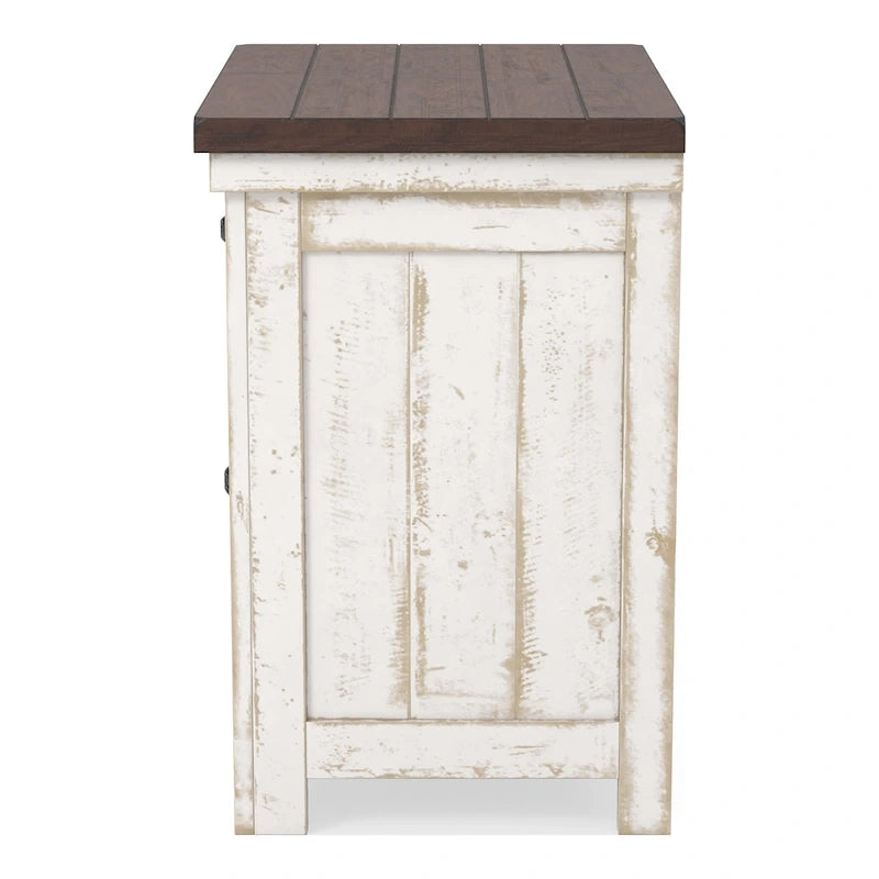 Ensemble de chambre à coucher Ynez Farmhouse en pin blanc, 4 pièces, avec port USB, par Furniture of America