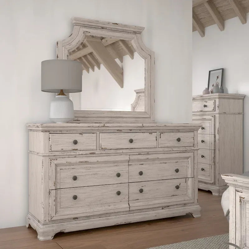 Ensemble de chambre à coucher Palisade 5 pièces blanc antique