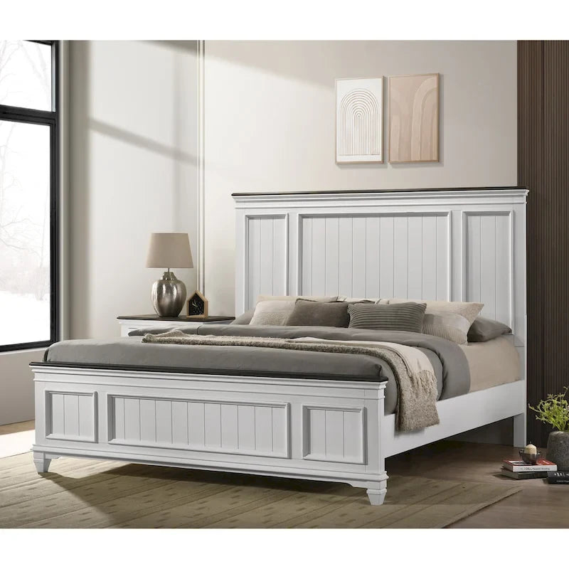 Ensemble de chambre à coucher en bois Clelane de Roundhill Furniture comprenant un lit, une commode, un miroir et une table de chevet