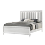 Ensemble de chambre à coucher Denissa 6 pièces blanc rembourré avec panneau LED