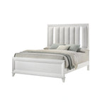 Ensemble de chambre à coucher Denissa 6 pièces blanc rembourré avec panneau LED
