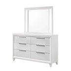 Ensemble de chambre à coucher Denissa 6 pièces blanc rembourré avec panneau LED
