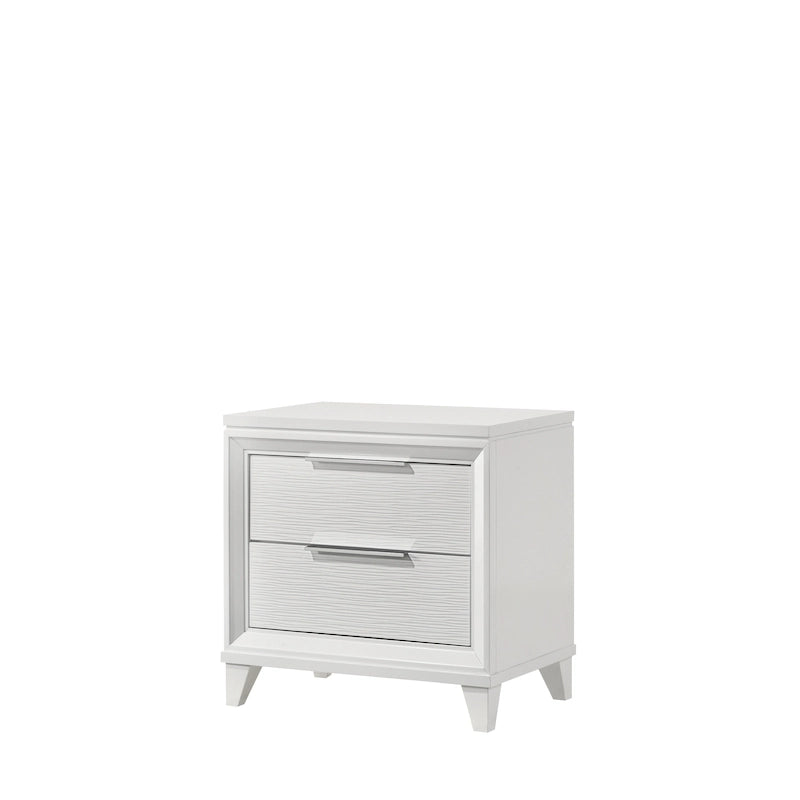 Ensemble de chambre à coucher Denissa 6 pièces blanc rembourré avec panneau LED