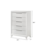 Ensemble de chambre à coucher Denissa 6 pièces blanc rembourré avec panneau LED